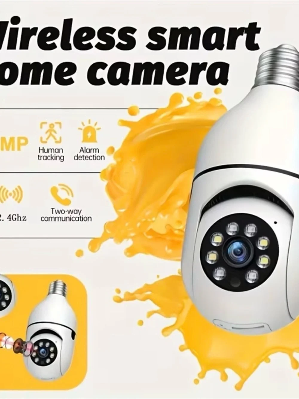 Wireless Smart Home Bulb Camera - White